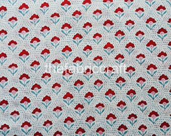 Hand Block Print Cotton Fabric: Floral Dress Making, By The Yard