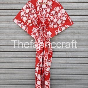 Red Kaftan, Kaftan For Women&#39;s. Summer Clothing, Light Weight Cotton Kimono, Long Caftan Gown, Indian Kaftan, Bridesmaid Gift