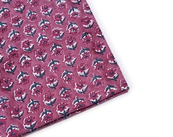 Floral Print Cotton Fabric By The Yard: Indian Hand Block Print