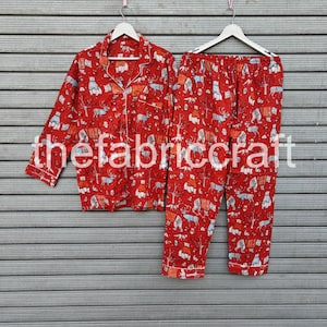 New Indian Cotton Printed Fabric Night Suit, 100% Pure Cotton Nightwear, Gift For Mom And Women Cotton Pajama Set