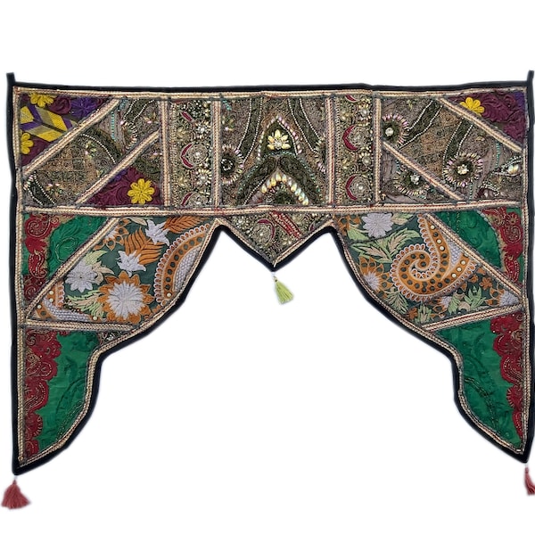 Indian Vintage Patchwork Toran Decorative Gypsy Valances Indian Embroidered Door Hangings Window Toppers Bohemian Door Valance