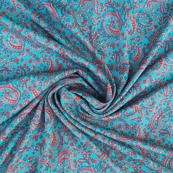 Turquoise Crepe Silk Fabric, Dress Making Fabric, Crepe Silk Fabric, Printed Silk Fabric, Polyester Fabric, Craft Fabric