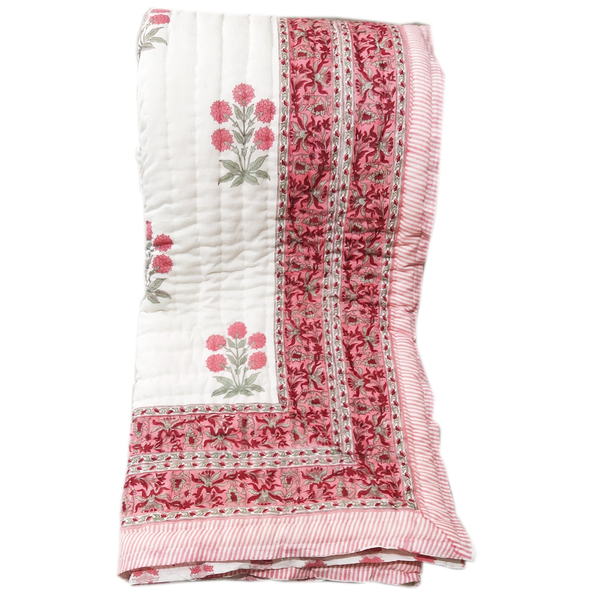 Handmade Reversible Quilt Indian Cotton Quilt Soft Cotton Etsy