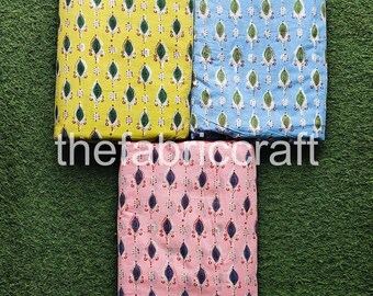 Hand Block Print Cotton Fabric: Floral Sewing & Dressmaking Fabric