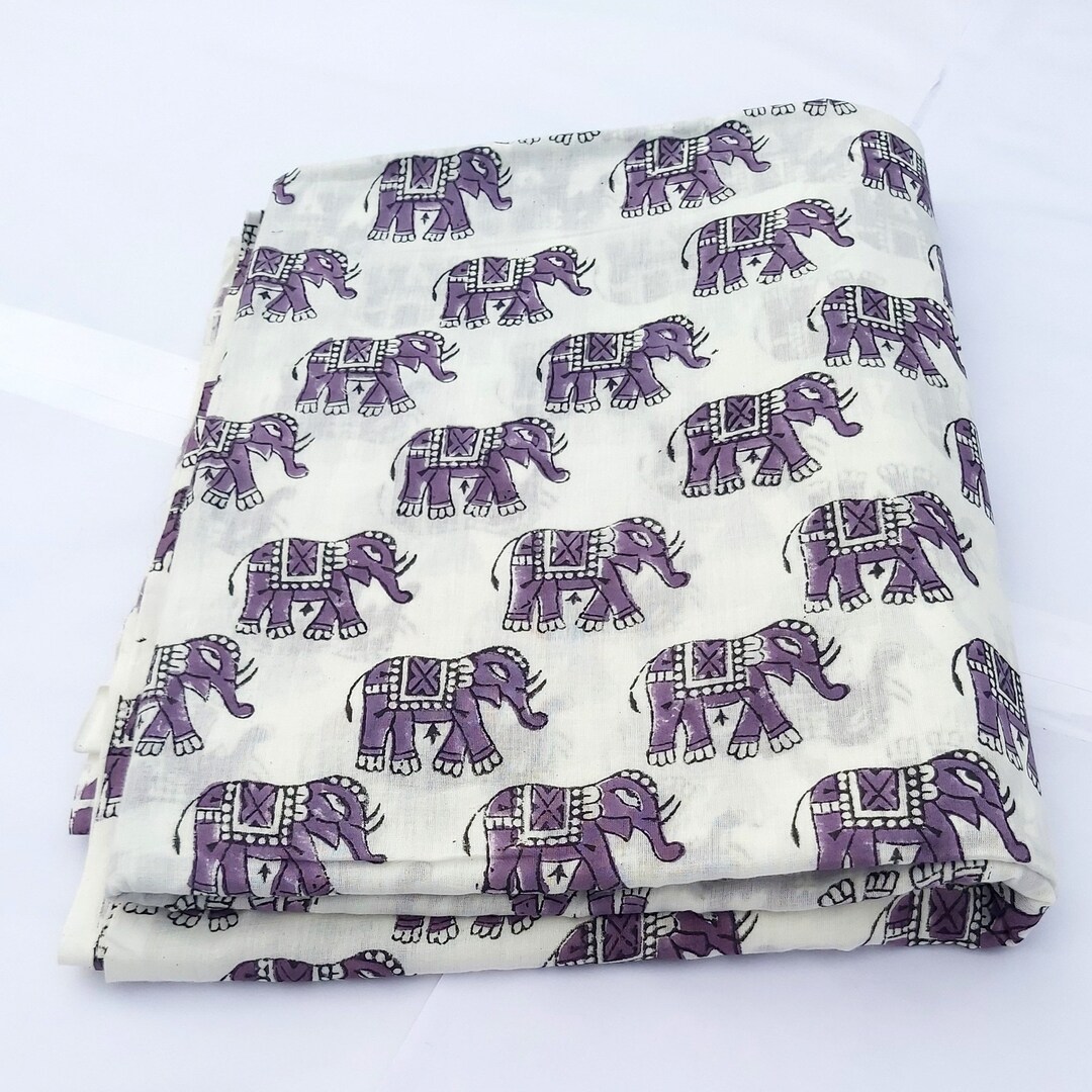 Elephant Print Soft Cotton Fabric Indian Hand Block Print - Etsy