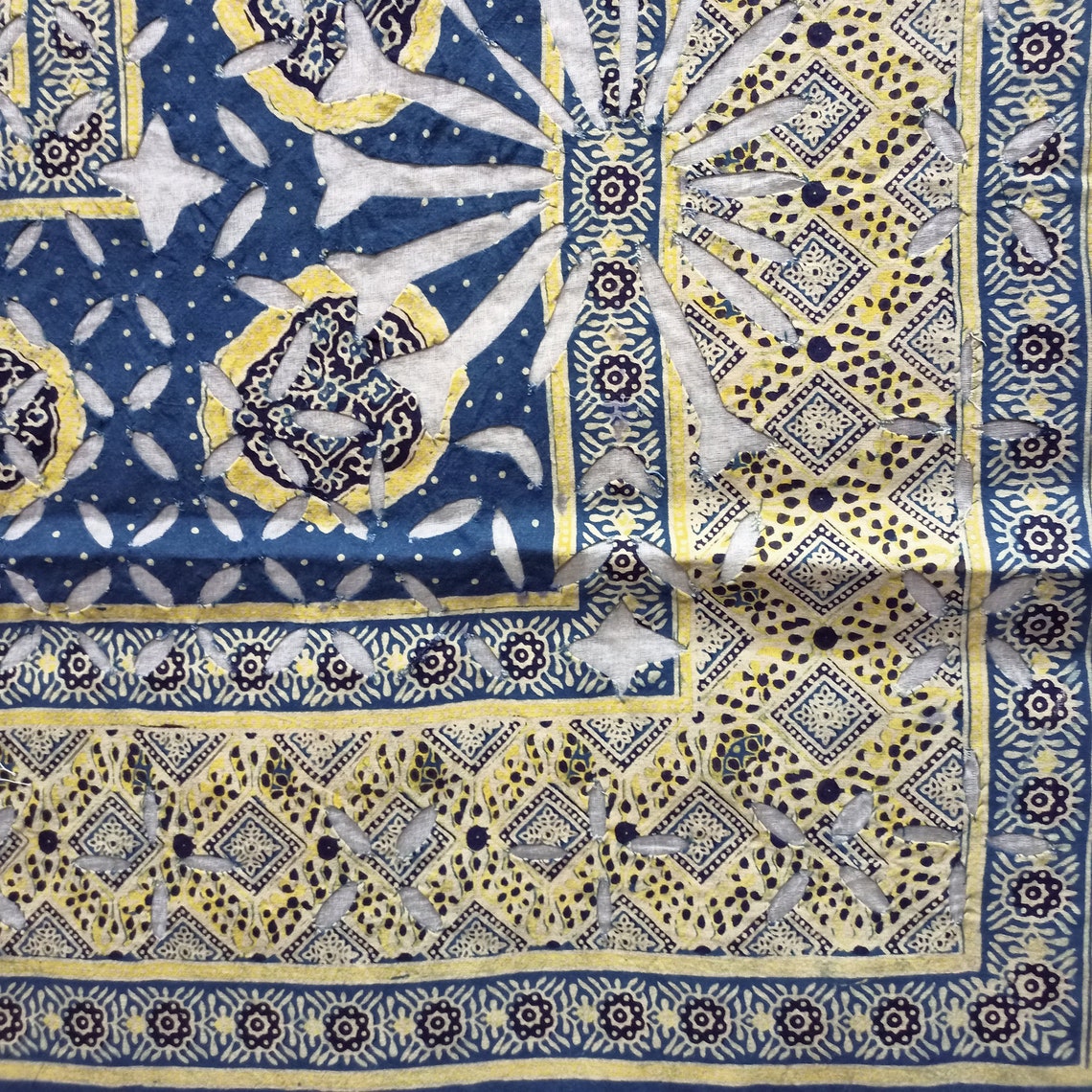 Indian Cotton Bed Sheet Cutwork Bed Cover Floral Print Etsy