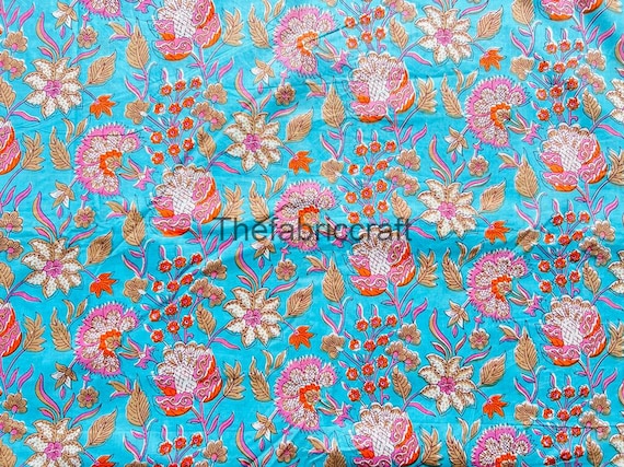 100% Soft & Pure Cotton Fabric by the Yard, Floral Printed Fabric