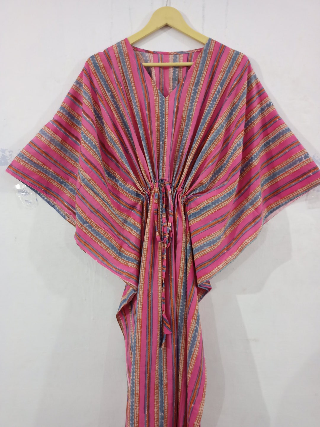 New Striped Print Kaftan Dress, Indian Cotton Caftan, Beach Cover Up ...