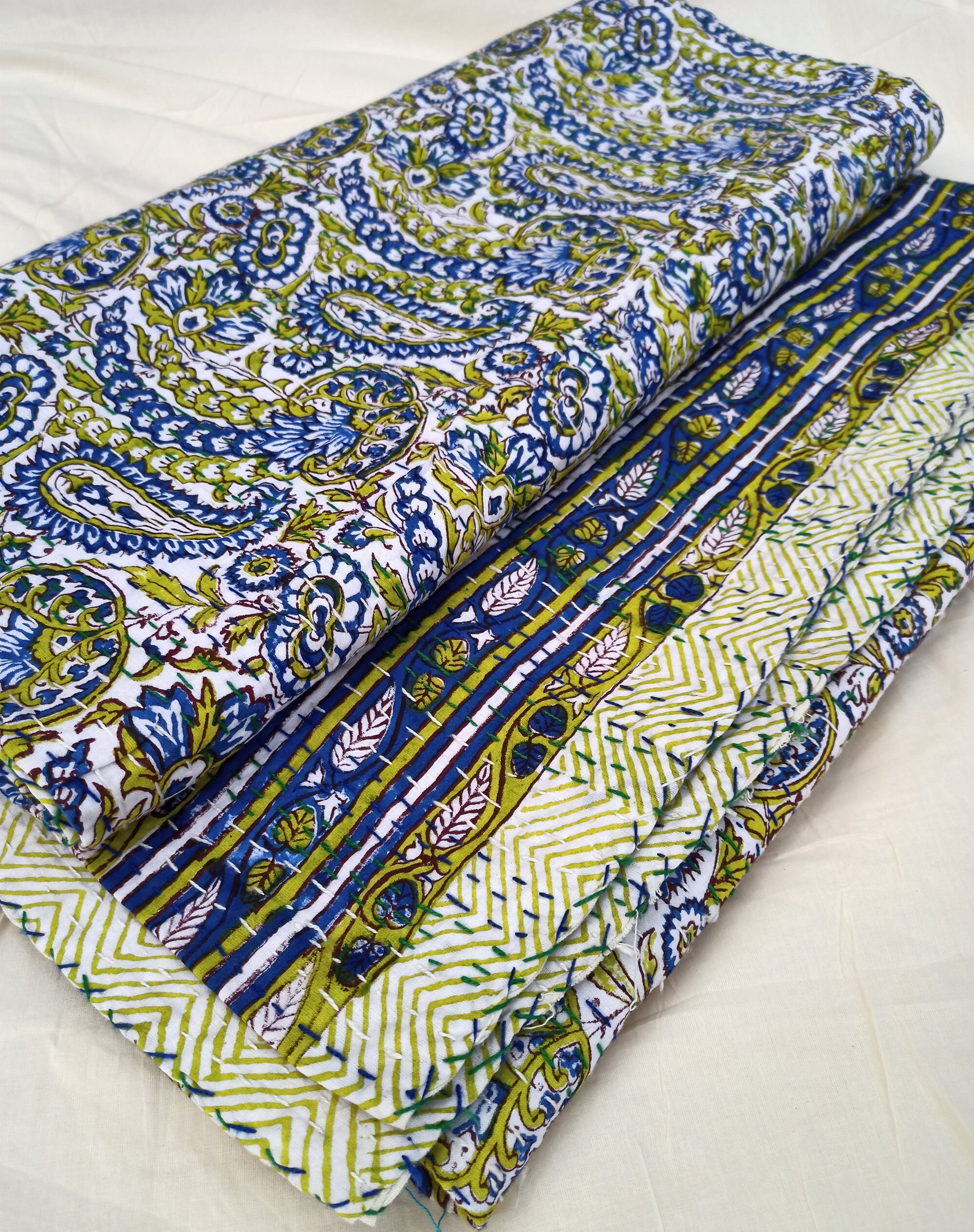 Cotton Kantha Quilt Indian Kantha Quilt Queen Kantha Quilt Etsy
