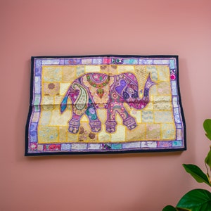 Tapeçaria de retalhos de elefante: tapeçaria de parede indiana vintage (40x60)