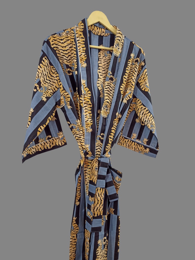 New Animal Print Kimono Robe Indian Soft Cotton Kimono Etsy