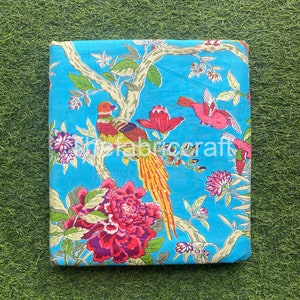 Indian 100% Soft & Pure Cotton Fabric By The Yard, Bird Print Fabric, Handmade Fabric, Sewing Fabric, Dressmaking Fabric, Quilting Fabric