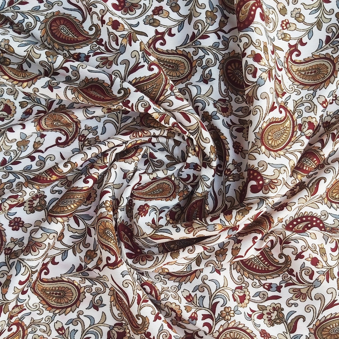 Paisley Design Silk Fabric Crepe Silk Fabric Wedding Dress Etsy