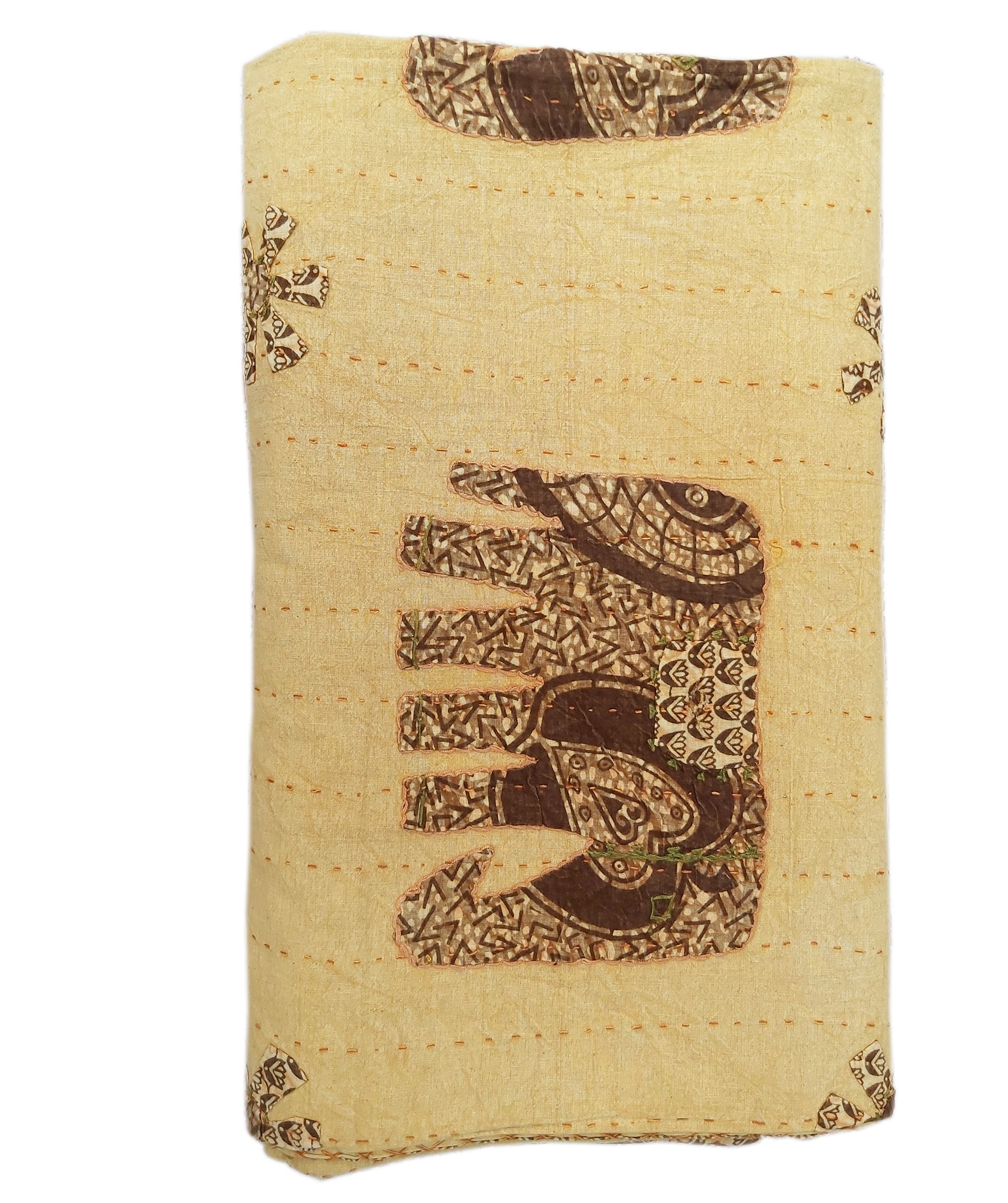 Elephant Design Hand Stitch Bed Cover Handmade Embroidery Etsy