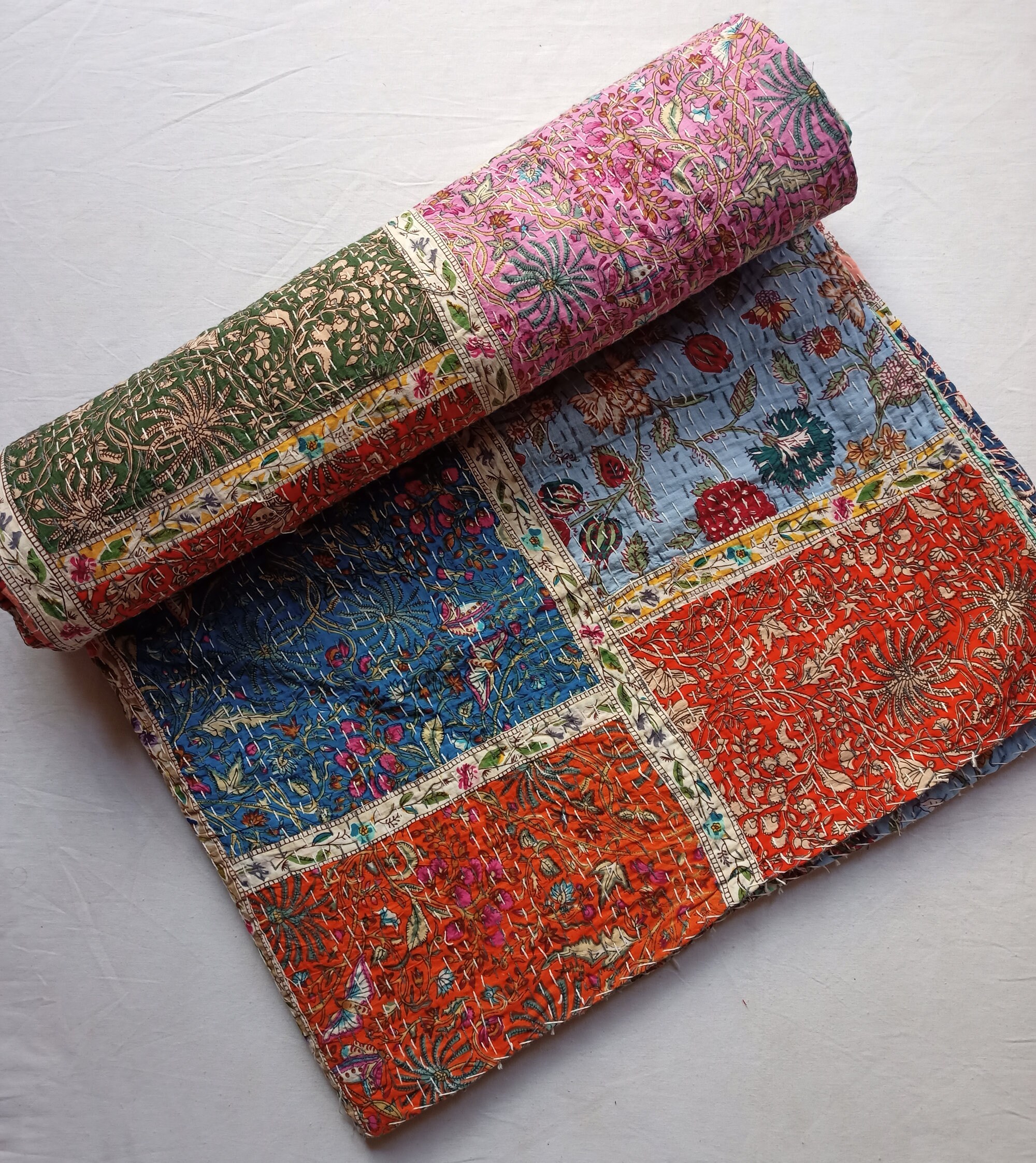 Indian Handmade Quilt Patchwork Quilt Kantha Quilt Kantha Etsy
