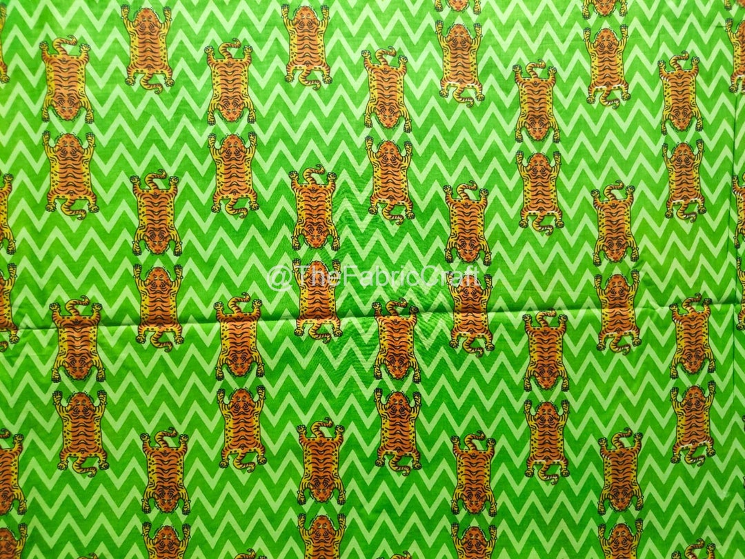 New Tiger Print Fabric by the Yard Indian Hand Block Printed - Etsy