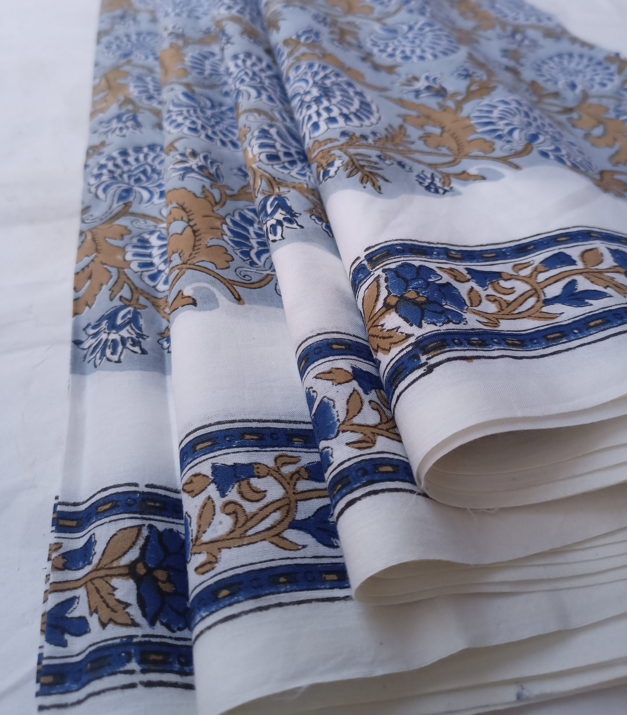 Indian Block Print Fabric Soft Cotton Fabric Blue Floral Etsy Indian Block Print Fabric Soft Cotton Fabric Blue Floral Etsy