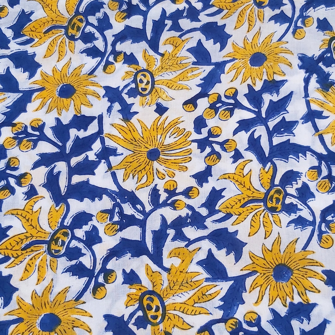 Jaipur Block Print Stoff - Handgedruckte Baumwolle 2,5 Yards