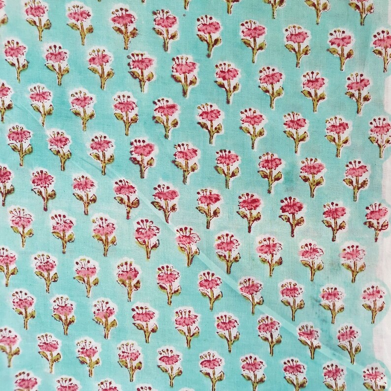 Hand Block Printed Fabric Cotton by yard Printed Fabric Robe Etsy