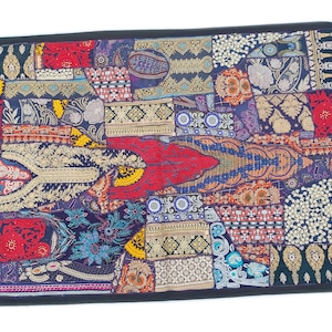 Indian Handmade Patchwork Wall Tapestry, Indian Vintage Wall Hanging, Bohemian Wall Decor, Hippie Tapestry, Wall Art