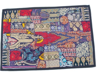 Ręcznie robiony indyjski gobelin patchworkowy: dekoracja ścienna w stylu vintage boho (40x60)