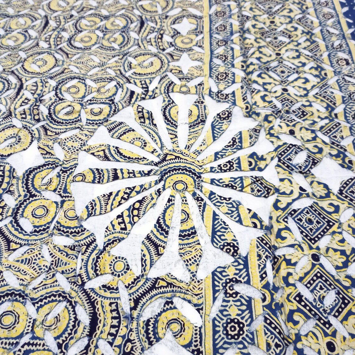 Indian Cotton Bed Sheet Cutwork Bed Cover Floral Print Etsy