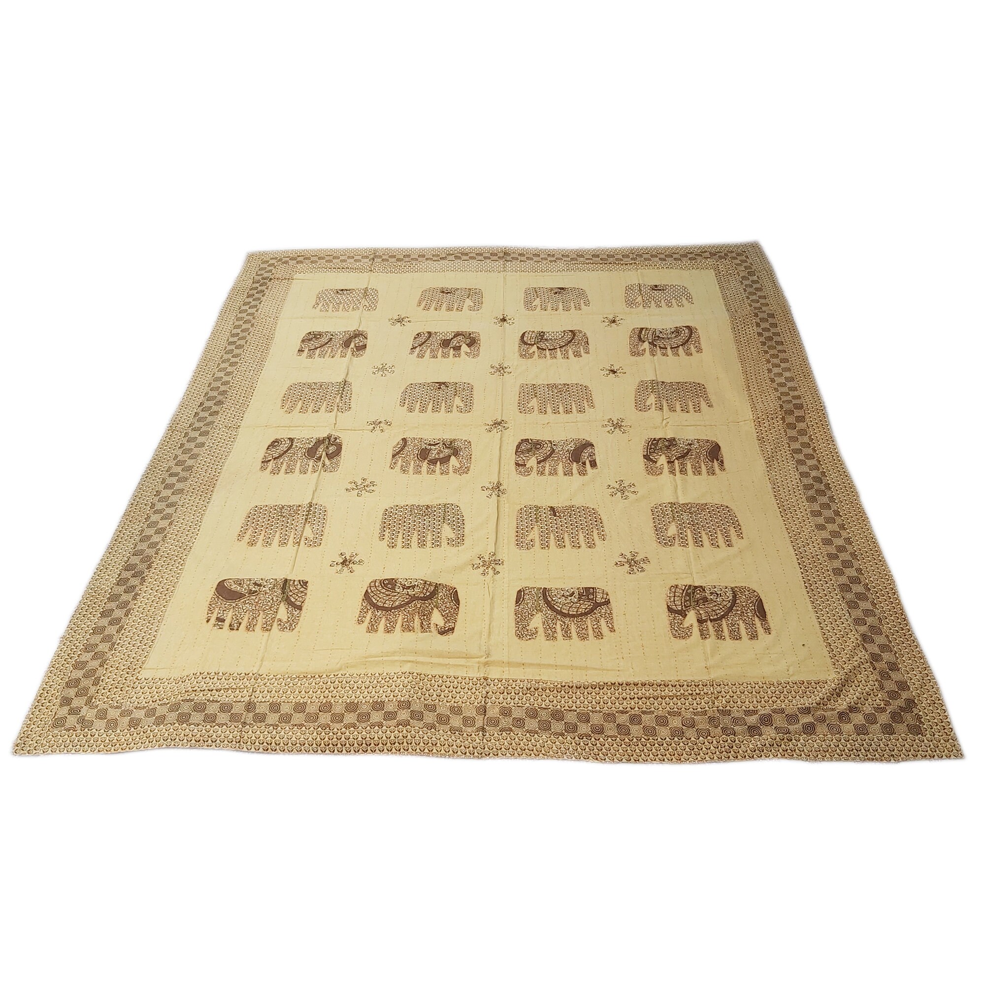 Elephant Design Hand Stitch Bed Cover Handmade Embroidery Etsy