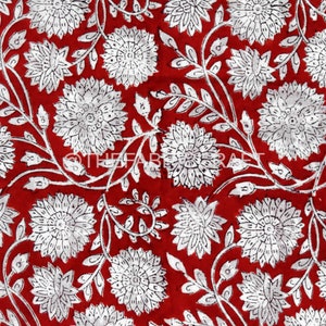 Tissu imprimé floral bloc : tissu indien 100 % coton