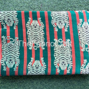 New Soft Velvet Fabric By The Yard, Indian Handmade Hand Printed Velvet Fabric, Animal Print Tiger Print Fabric, Dressmaking Fabric