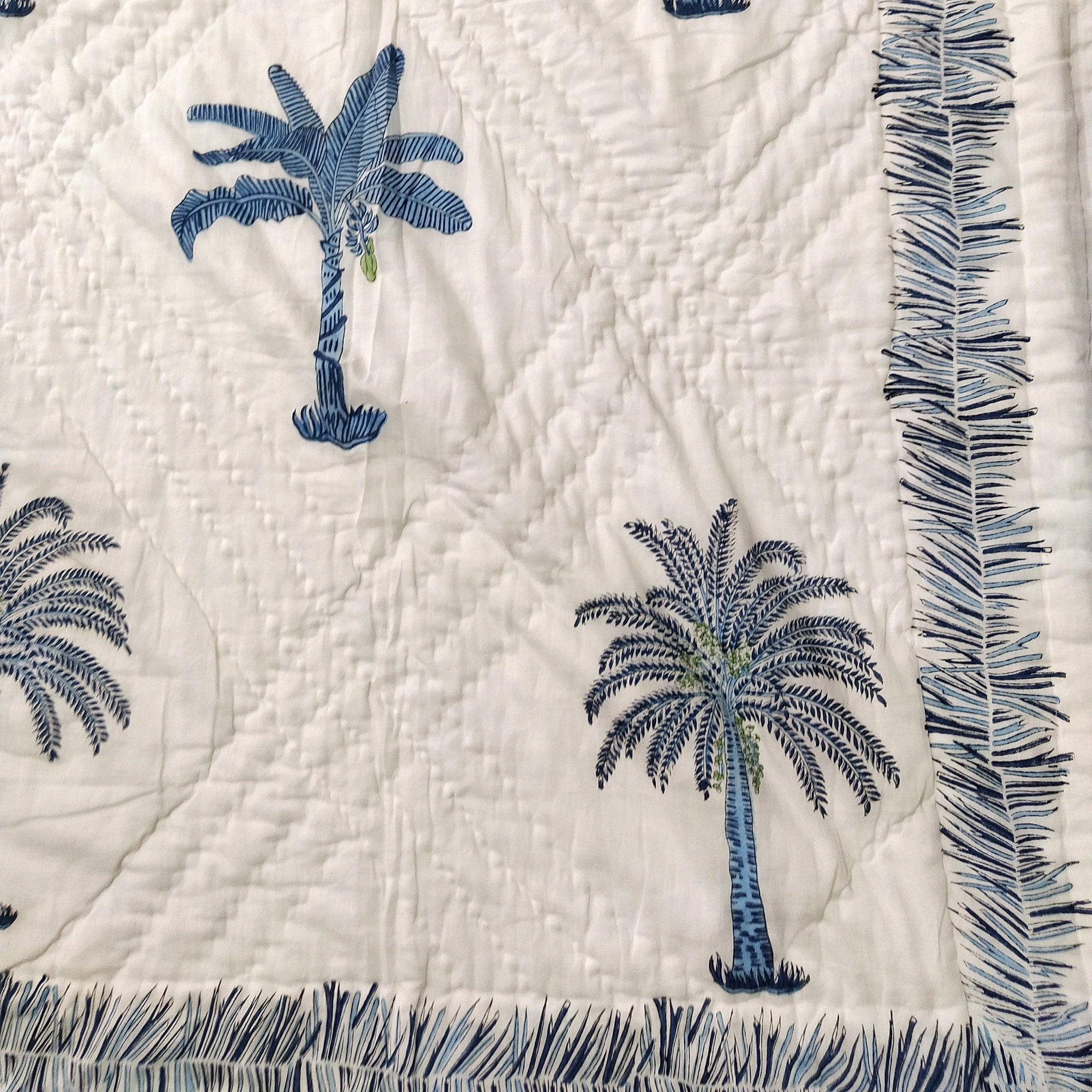 Palm Tree Print Handmade Bed Quilt Bedspread Wedding Quilt Etsy
