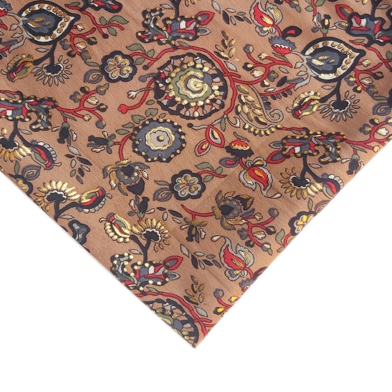Gold Printed Crepe Fabric Paisley Design Crepe Fabric Iron /& Wrinkle Free Crepe Fabric Floral Silk Fabric Wedding Dress Crepe Fabric