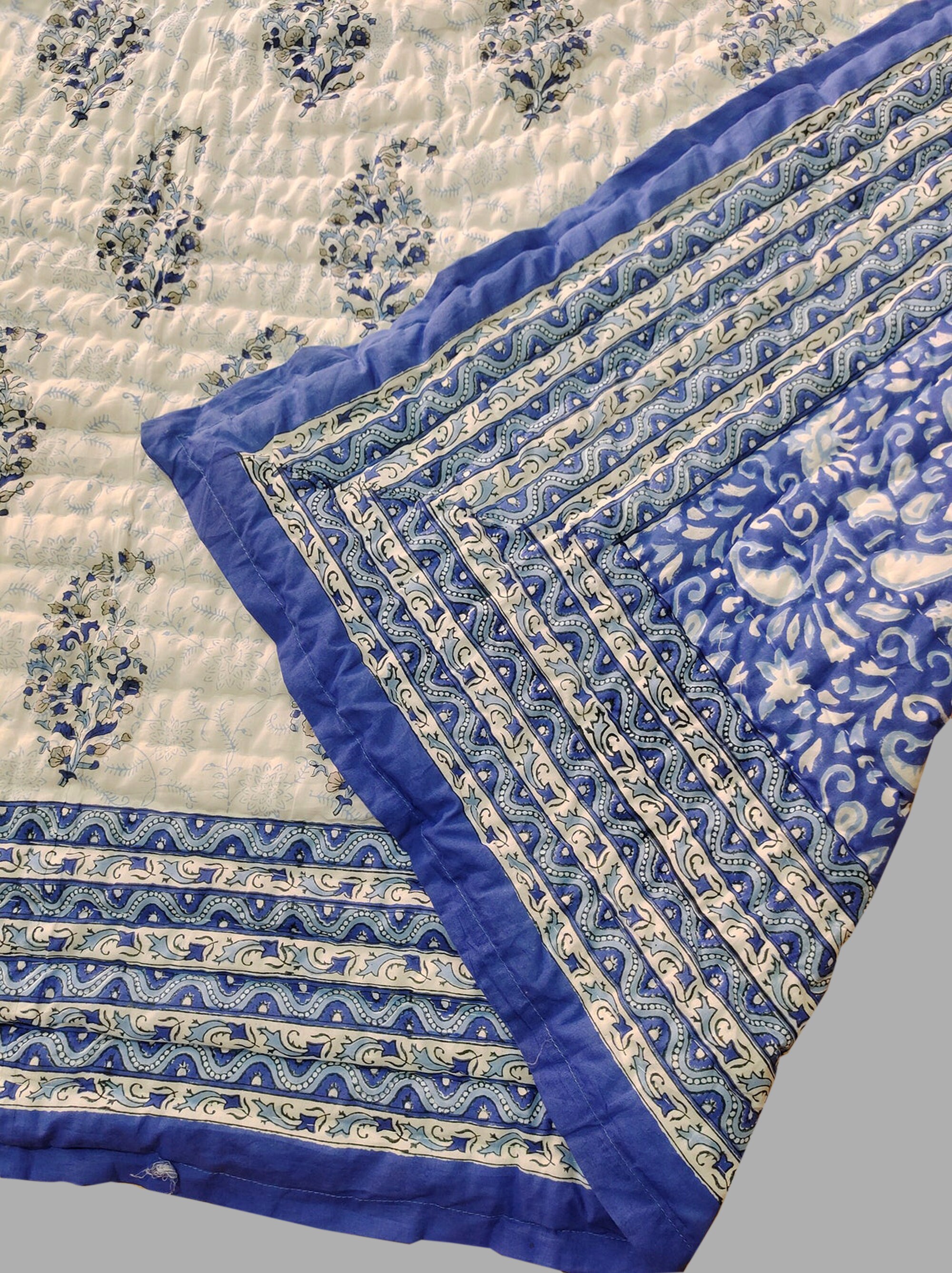 Block Print Cotton Quilt Indian Handmade Quilt Reversible Etsy