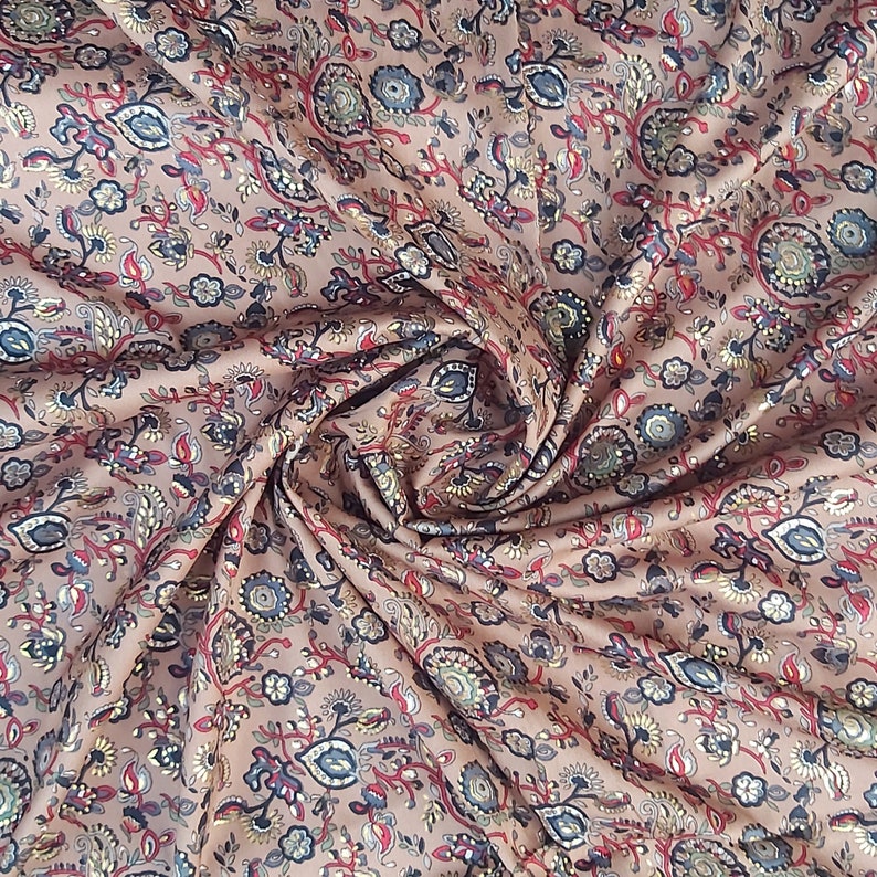 Gold Printed Crepe Fabric Paisley Design Crepe Fabric Iron /& Wrinkle Free Crepe Fabric Floral Silk Fabric Wedding Dress Crepe Fabric