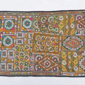 Indian Vintage Wall Tapestry, Handmade wall Hanging, Hand Embroidered Tapestry, Indian Vintage Runner, Gift for New Home