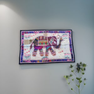 Vintage Indian Patchwork Tapestry: Bohemian Elephant Wall Art