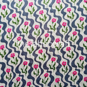 NEW Indian Hand Block Printed Fabric, Fabric Cotton, Fabric By The Yard, Flower fabric, Cotton Fabric, Bridal Fabric, Cotton Gift Fabric