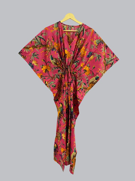 Bird Print Cotton Kaftan Dress Indian Caftan Nightwear Dress Beach Cover Up Maxi Dress Handmade Kaftan Bridesmaid Gift Etsy