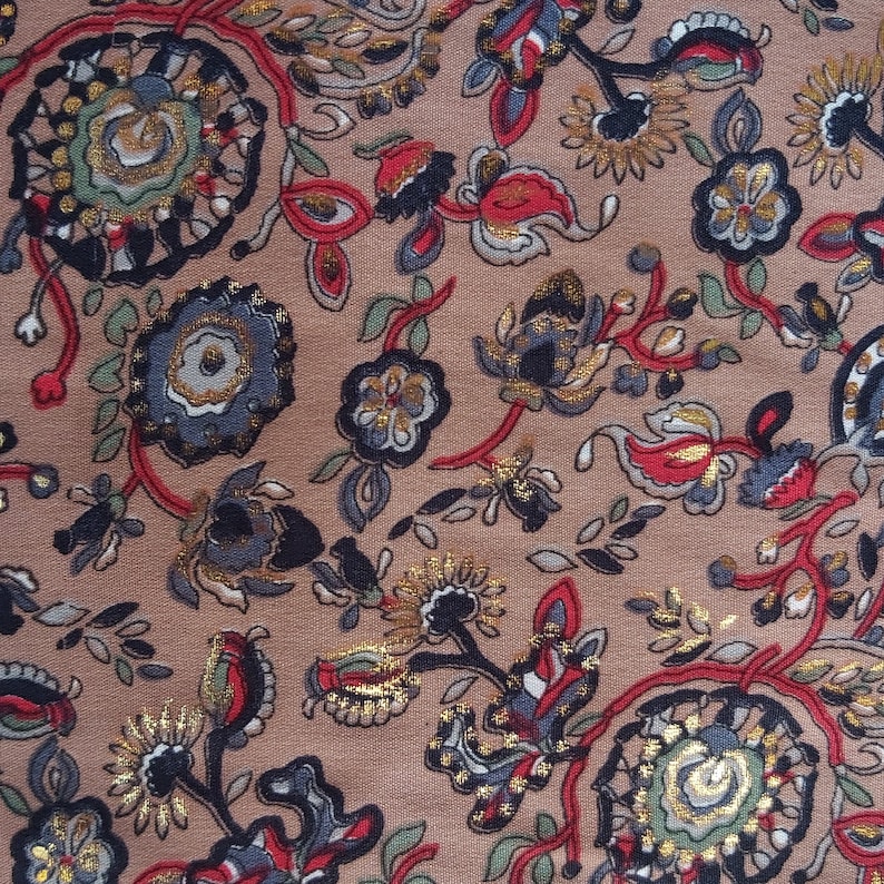 Gold Printed Crepe Fabric Paisley Design Crepe Fabric Iron /& Wrinkle Free Crepe Fabric Floral Silk Fabric Wedding Dress Crepe Fabric
