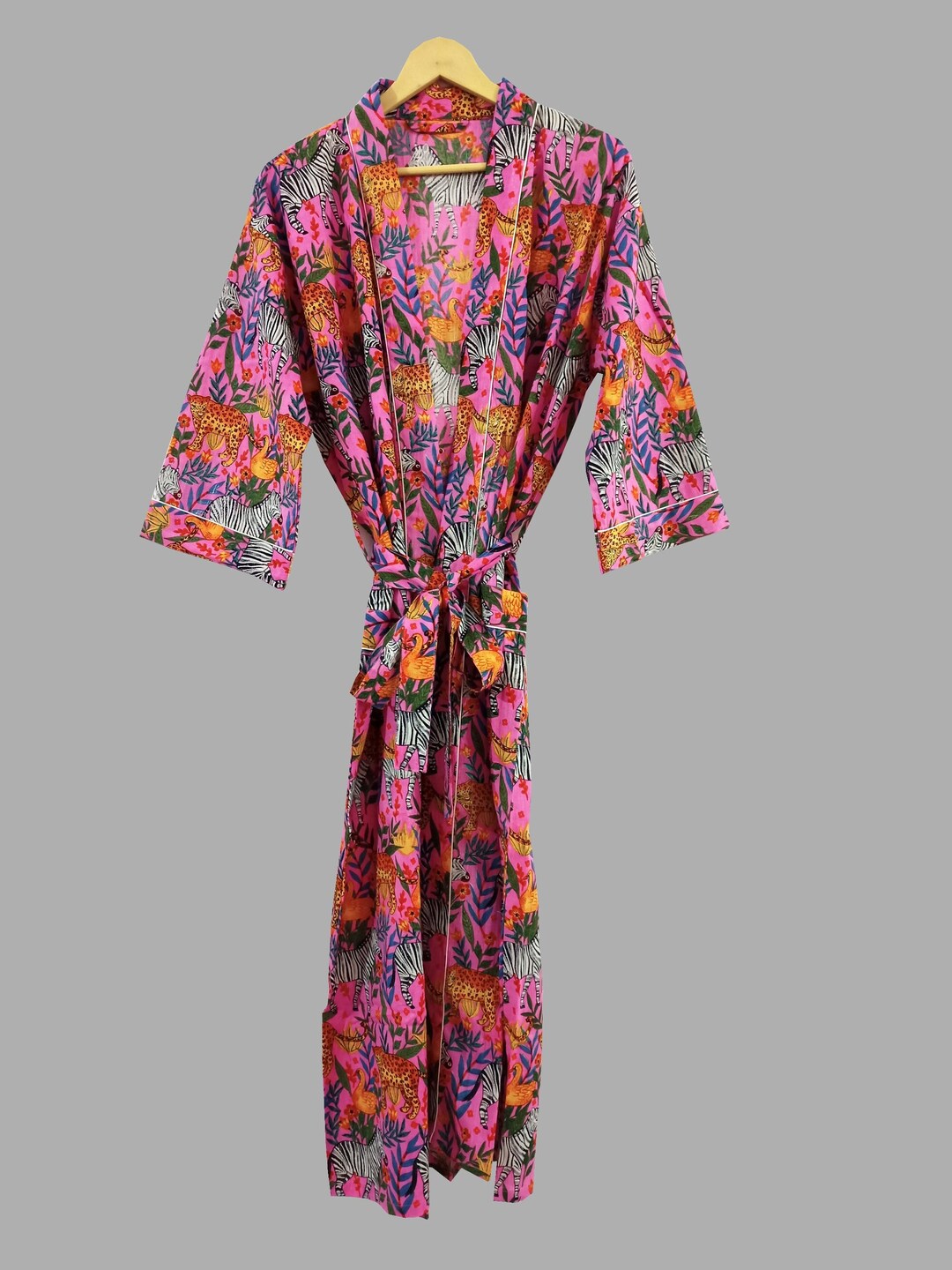 Shimpan Robe Handmade Jungle Print Cotton Kimono Robe: Beach Cover Up - Etsy