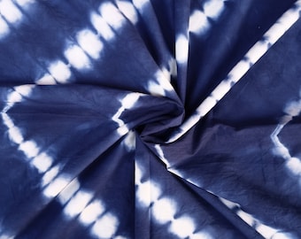 Indian Tie Dye Fabric, Blue Shibori Cotton Fabric, Sewing Fabric By The Yard, Tie Dye Fabric, Dress Fabric By Yard