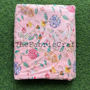 Pink Floral Cotton Fabric, Block Print Fabric, Pure Cotton, Cotton Fabric By The Yard, Sewing & Crafting Fabric, Womens Clothing