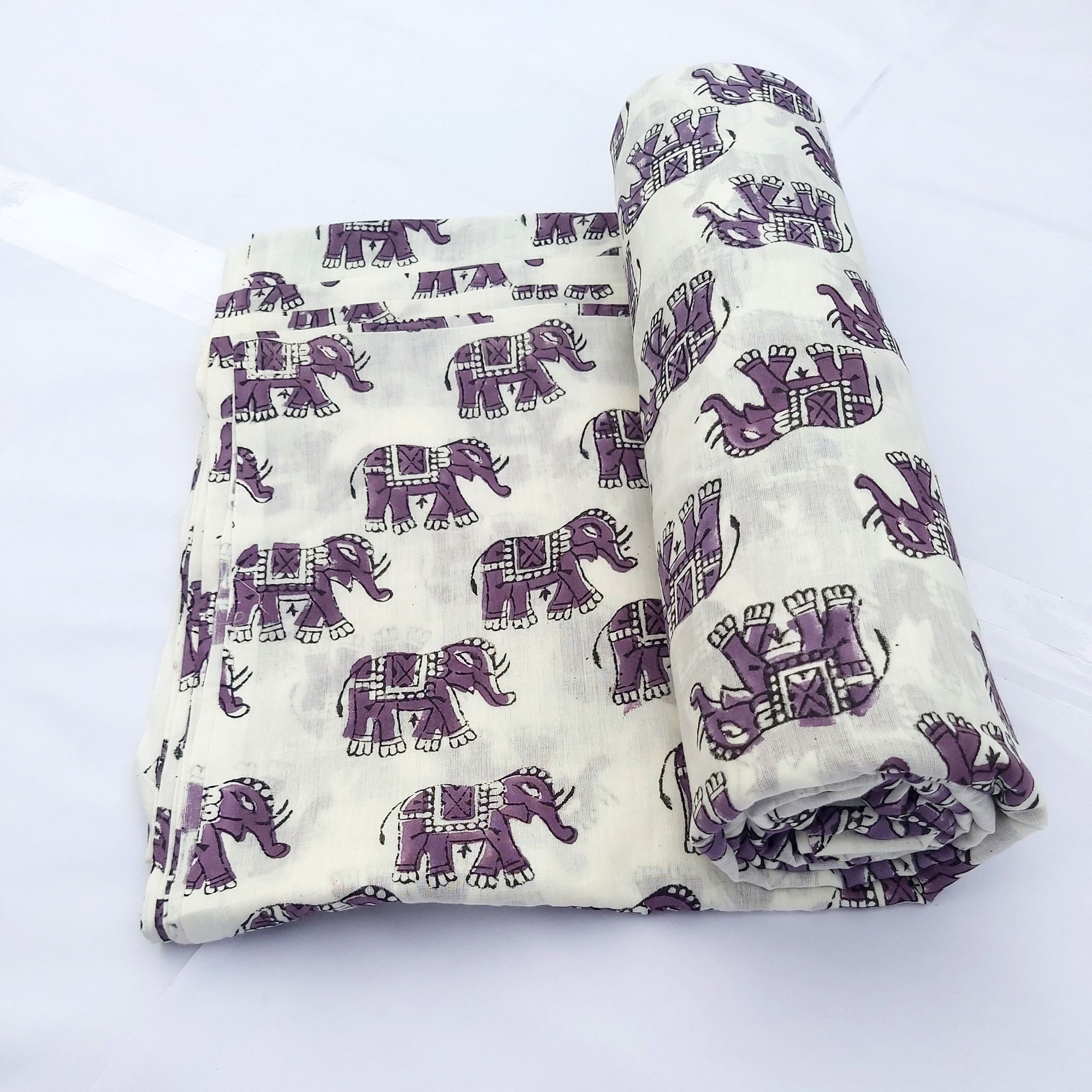 Elephant Print Soft Cotton Fabric Indian Hand Block Print - Etsy