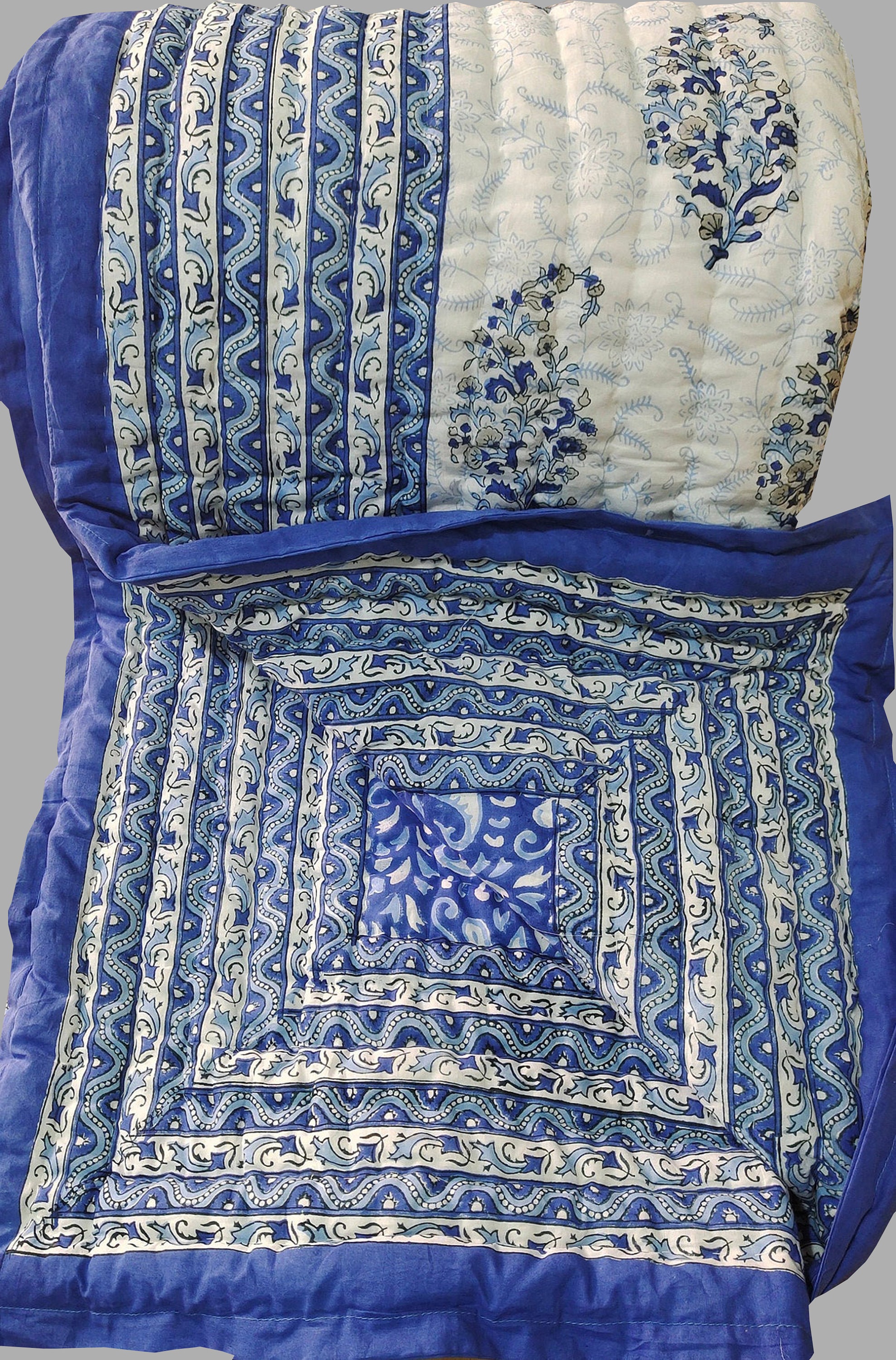 Block Print Cotton Quilt Indian Handmade Quilt Reversible Etsy