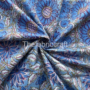 Indian Hand Block Print Handmade Fabric, Floral Print Fabric By The Yard, Curtain Fabric, Sewing & Dressmaking Fabric, Printed Fabric