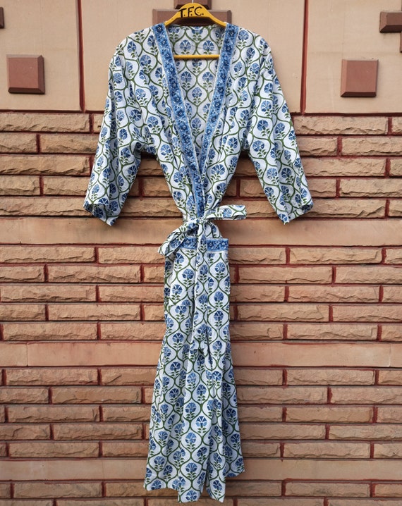Cotton Bath Robes Indian Hand Block Print Kimono Robe - Etsy