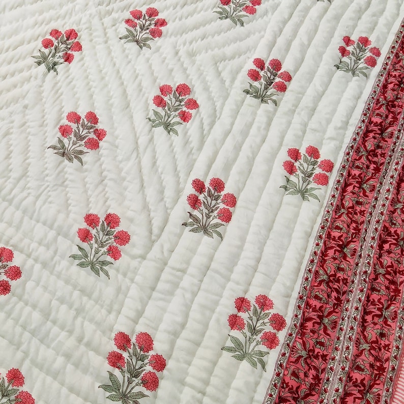 Handmade Reversible Quilt Indian Cotton Quilt Soft Cotton Etsy