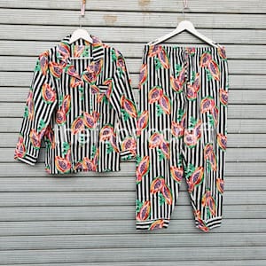 Fruits Print Pajama Sets, Sleepwear Night Suit, Bohemian Clothing, Gifts For Her, Women Dress, Indian Cotton Pyjamas Set, Cotton Pj Set