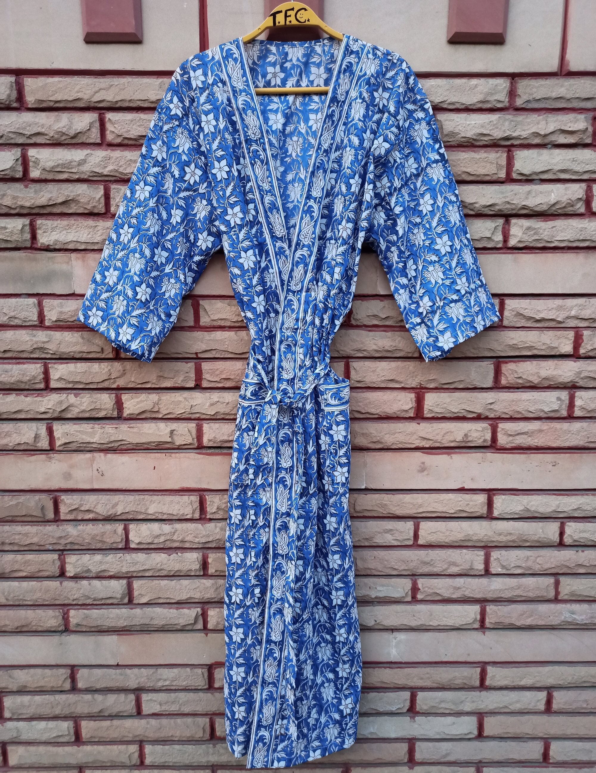 Floral Print Block Print Cotton Kimono Robes Japanese Kimono Etsy