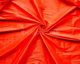 Tela de seda dupioni naranja: 100% seda pura cortada a medida.