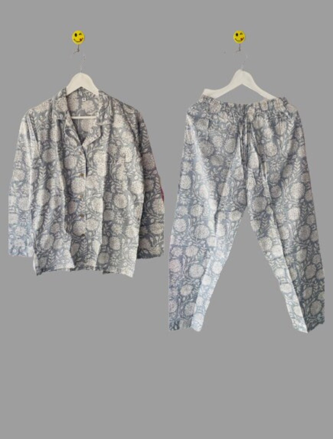 Floral Print Cotton Pajama Set, Hand Block Print Pajamas, Indian Pj Set